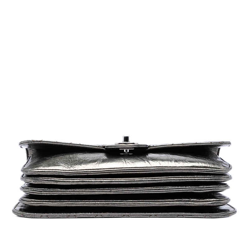 Medium Metallic Crackled Calfskin Clams Pocket Flap - Image 3