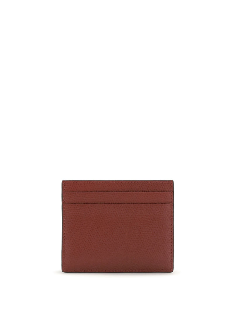 Valentino Garavani Vlogo Card Case — Red Calf Leather Bos Taurus Wallet