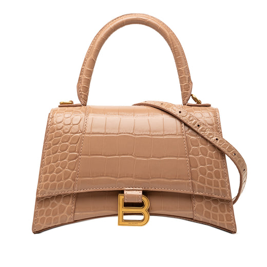 Small Croc Embossed Hourglass Top Handle Bag - Image 1