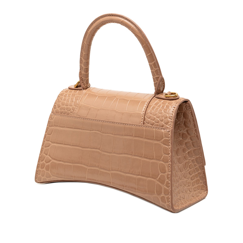 Small Croc Embossed Hourglass Top Handle Bag - Image 2