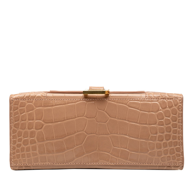 Small Croc Embossed Hourglass Top Handle Bag - Image 3