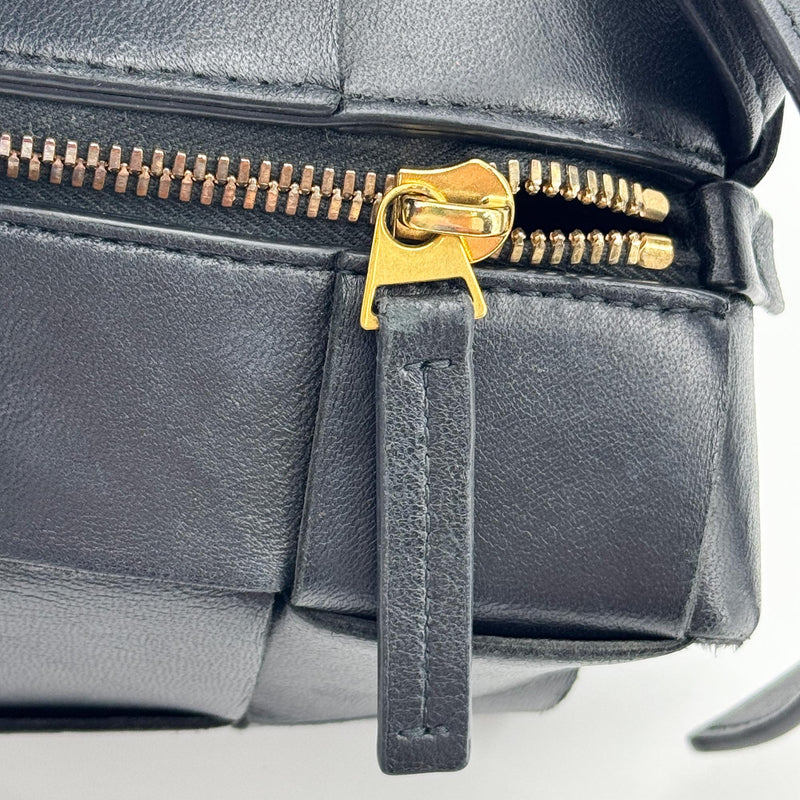 Bottega Veneta Brick Cassette Maxi Intrecciato Leather Black Bag