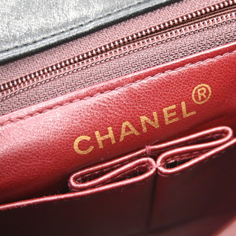 Chanel Vintage Square Classic Flap Quilted Lambskin Black Leather Bag