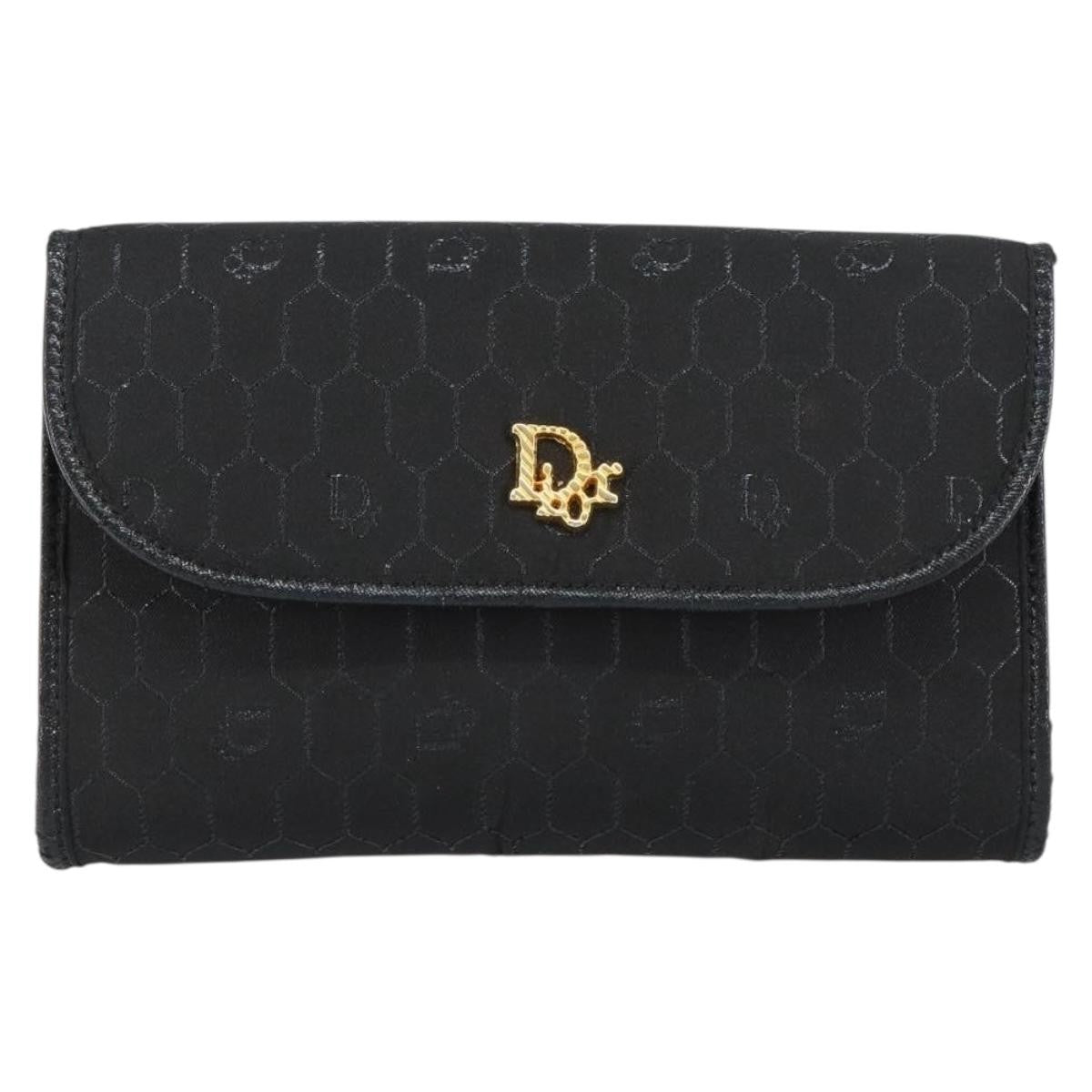 Christian Dior Vintage Honeycomb Canvas Black Bag