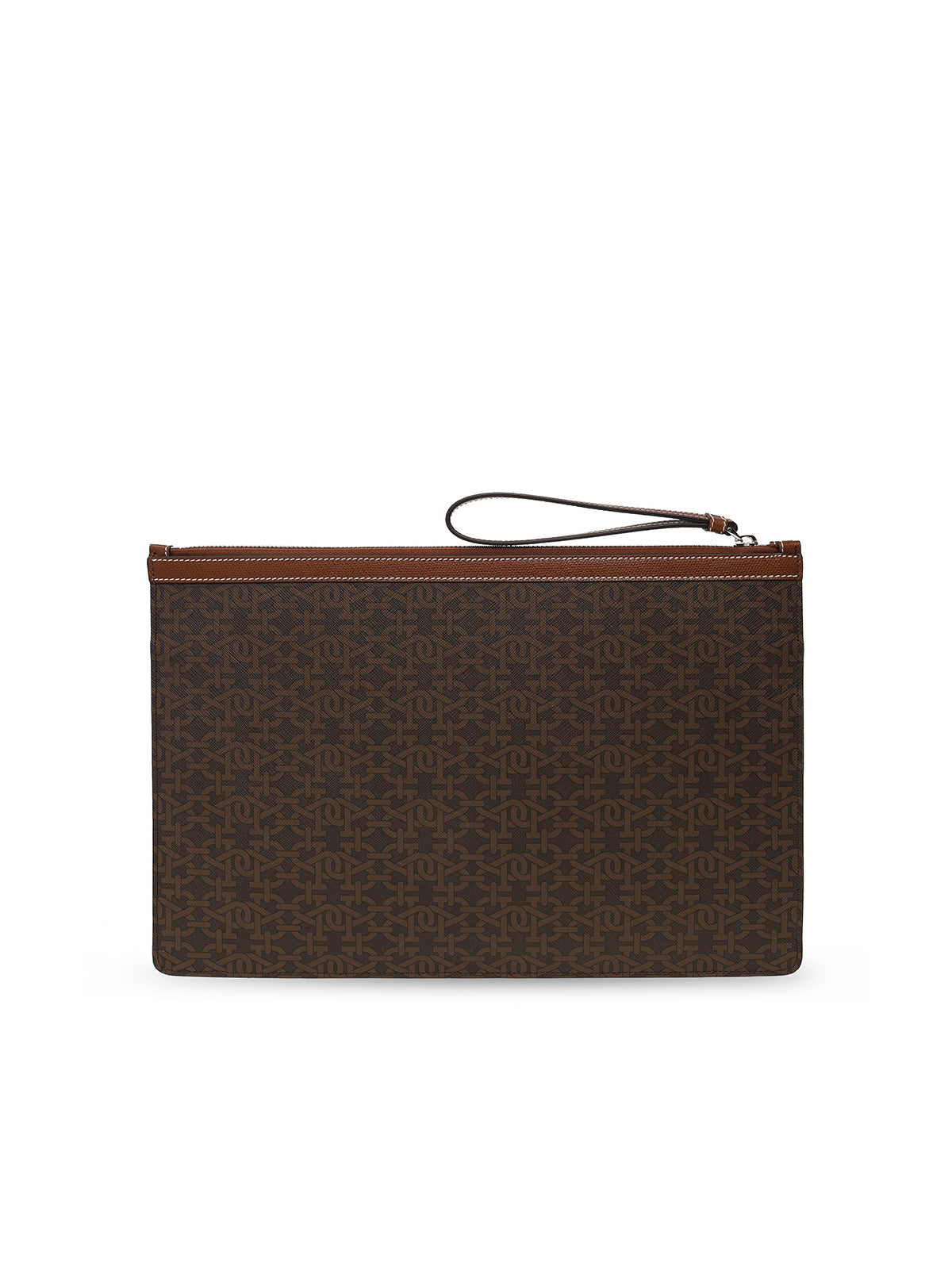 Bally Bollis Clutch — Brown Coated Canvas
