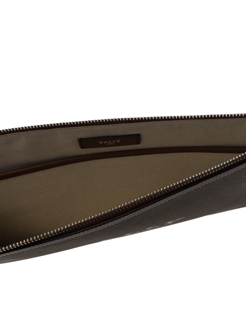 Bally Bollis Clutch — Brown Coated Canvas