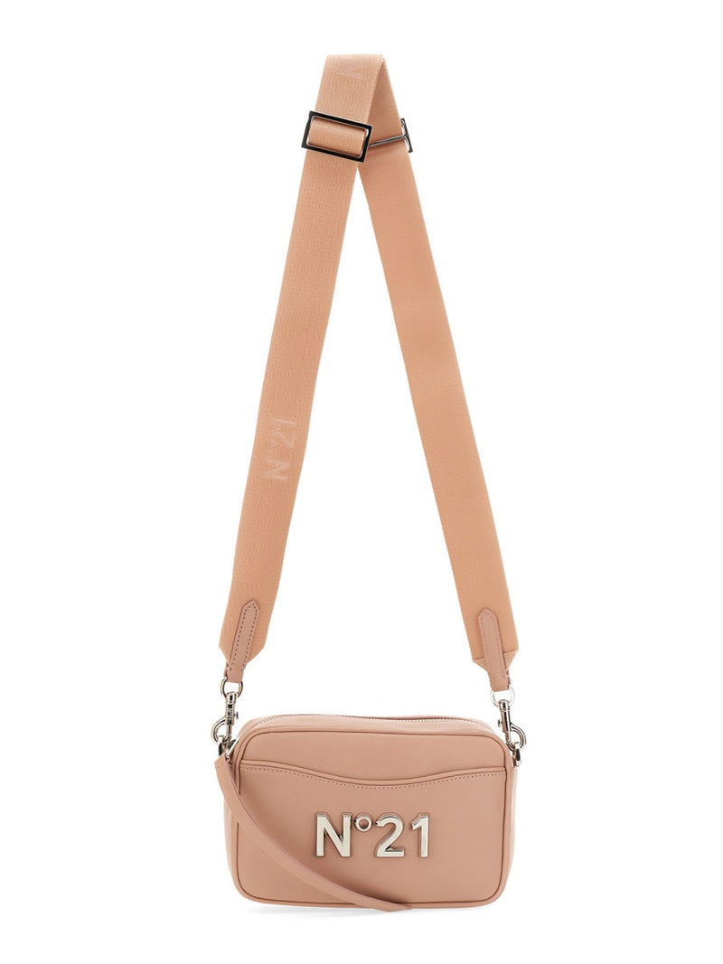 Nº21 Logo Plaque Leather Shoulder Bag — Pink