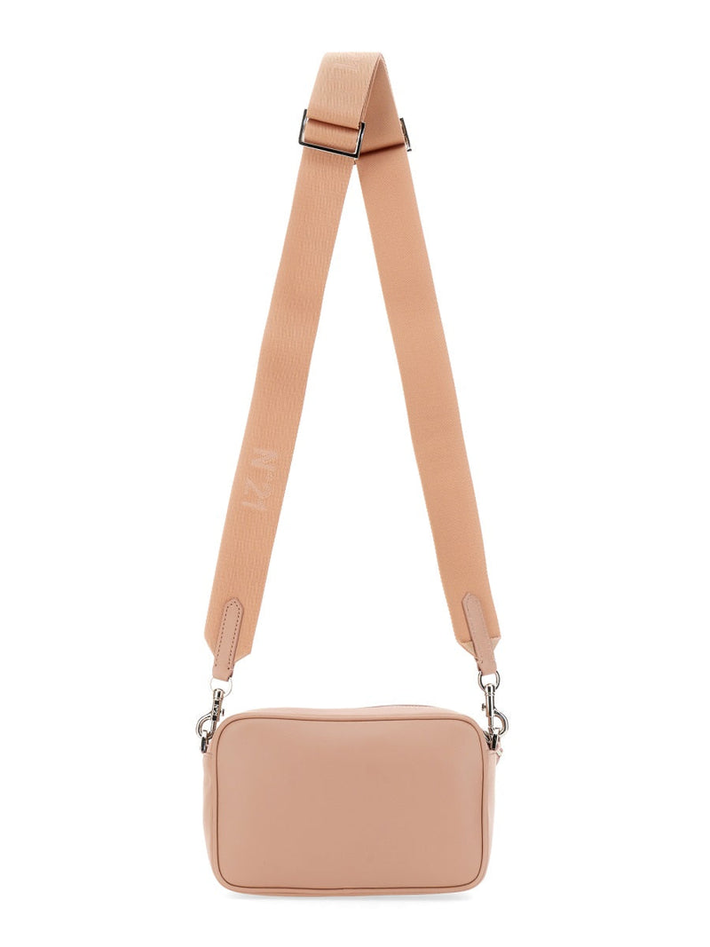 Nº21 Logo Plaque Leather Shoulder Bag — Pink