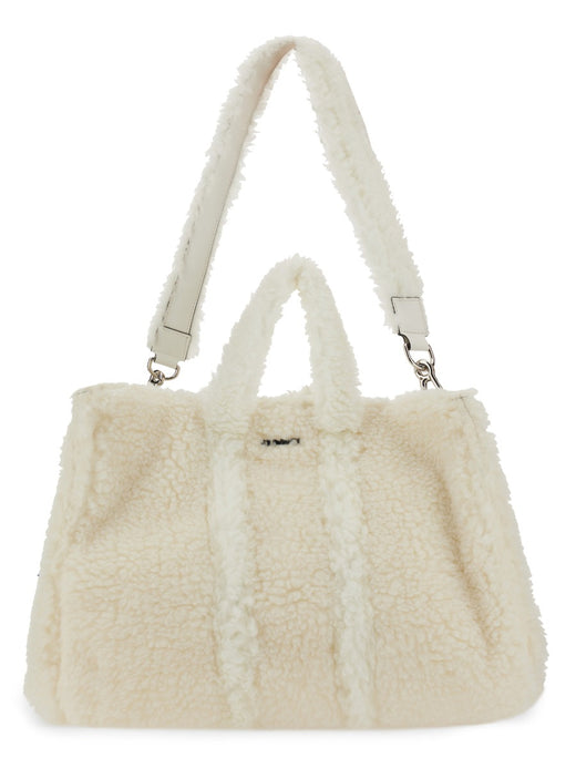 Sunnei Teddy Fleece Shoulder Bag — White Polyester