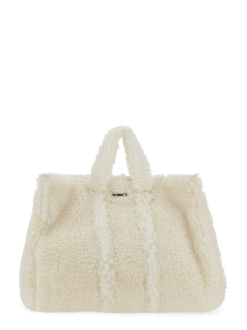 Sunnei Teddy Fleece Shoulder Bag — White Polyester