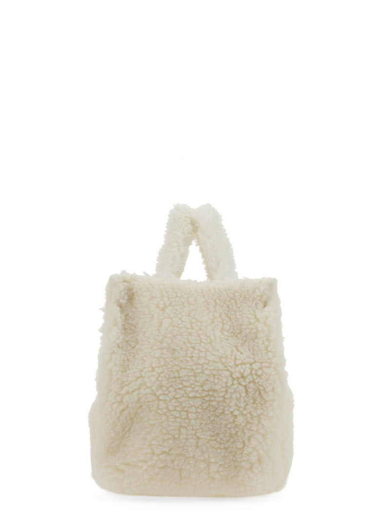 Sunnei Teddy Fleece Shoulder Bag — White Polyester