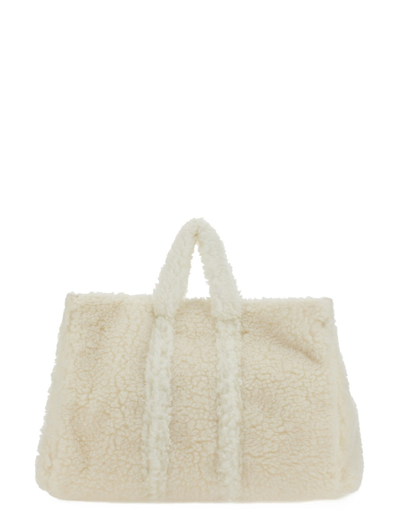 Sunnei Teddy Fleece Shoulder Bag — White Polyester