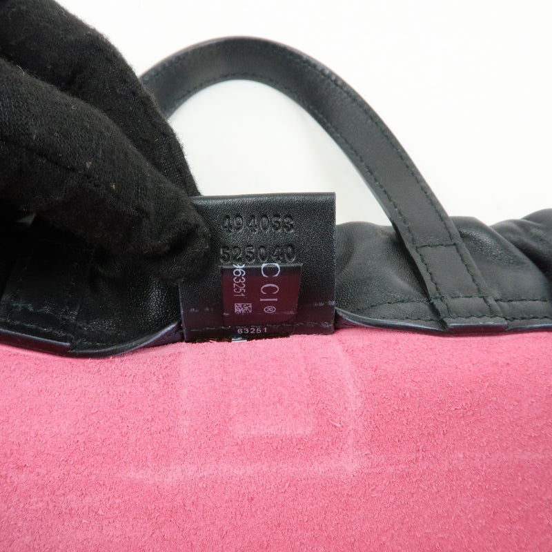 Gucci Logo Drawstring Printed Leather Pink Bag