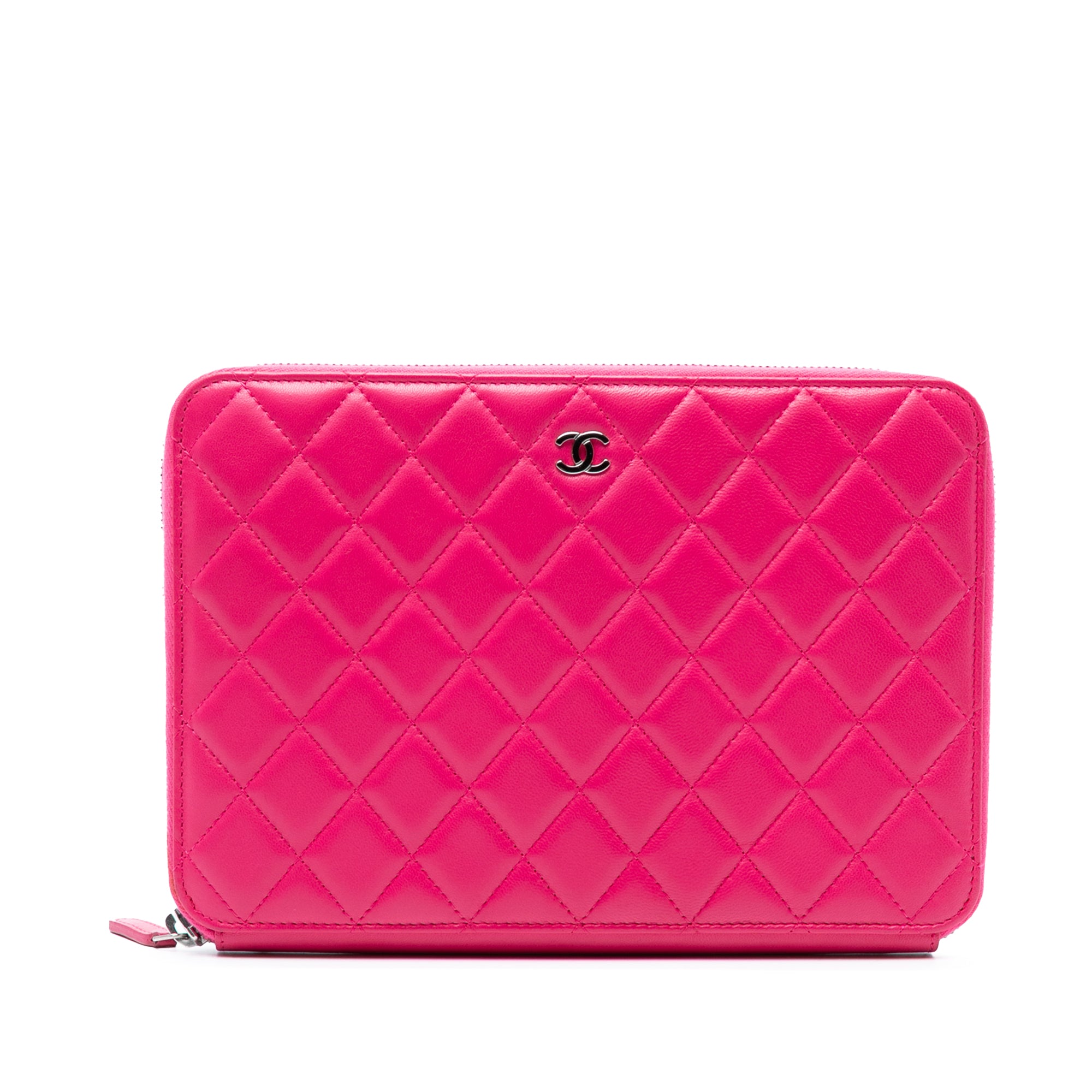 Large Quilted Lambskin Zip Around Organizer Clutch - Image 1