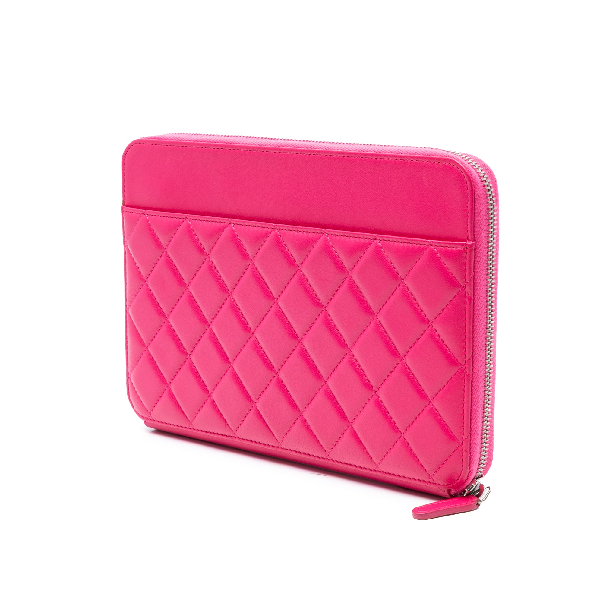 Large Quilted Lambskin Zip Around Organizer Clutch - Image 2