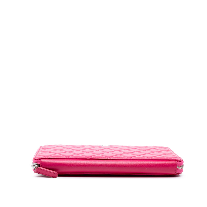 Large Quilted Lambskin Zip Around Organizer Clutch - Image 3