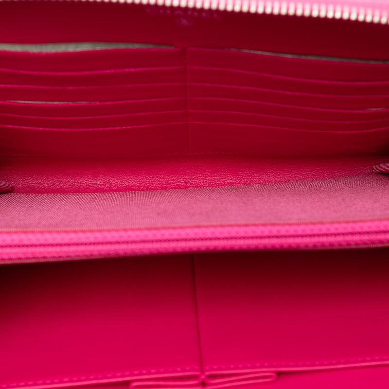 Large Quilted Lambskin Zip Around Organizer Clutch - Image 4