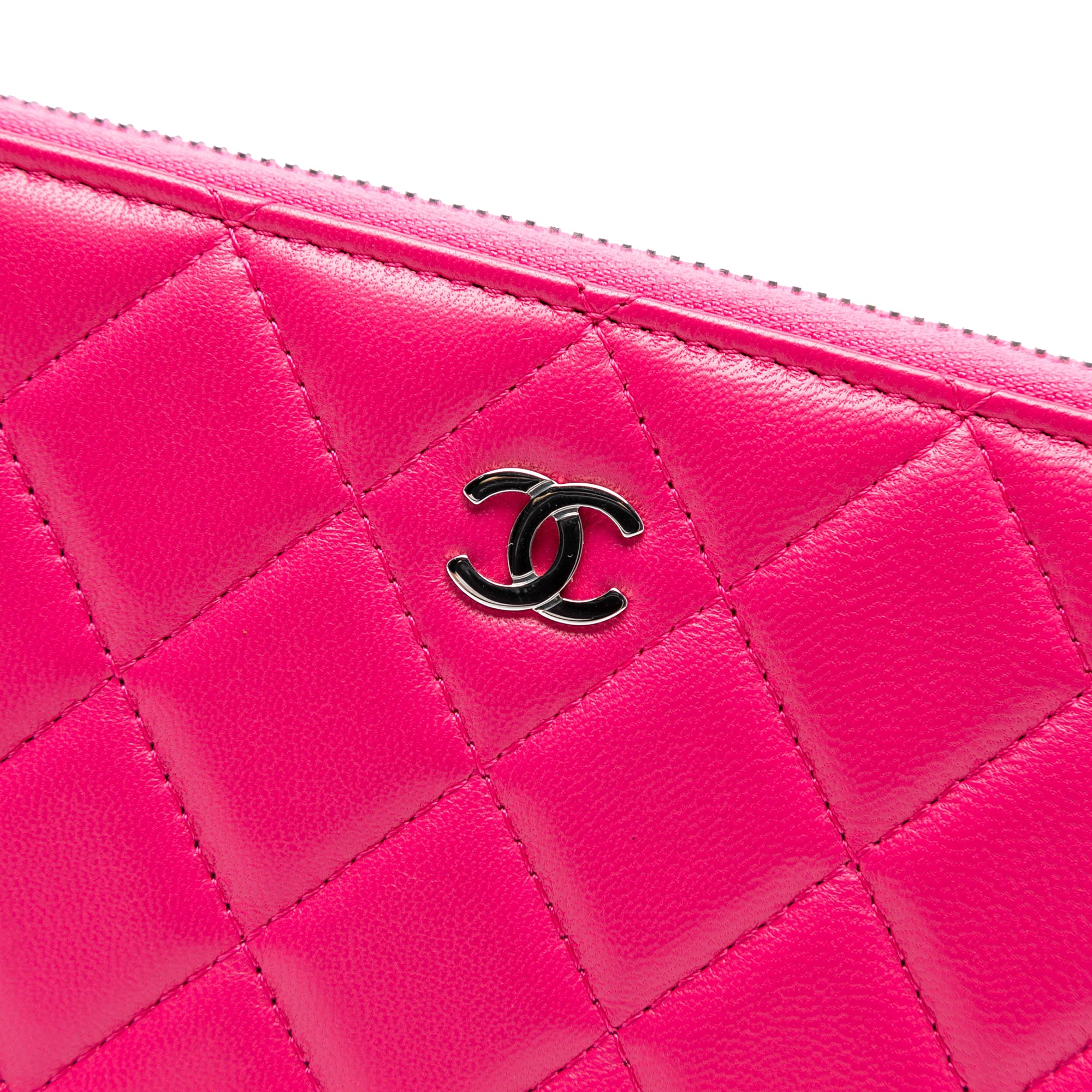 Large Quilted Lambskin Zip Around Organizer Clutch - Image 6