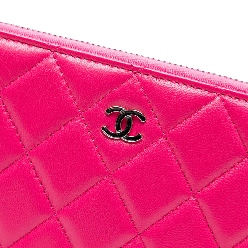 Large Quilted Lambskin Zip Around Organizer Clutch - Image 6
