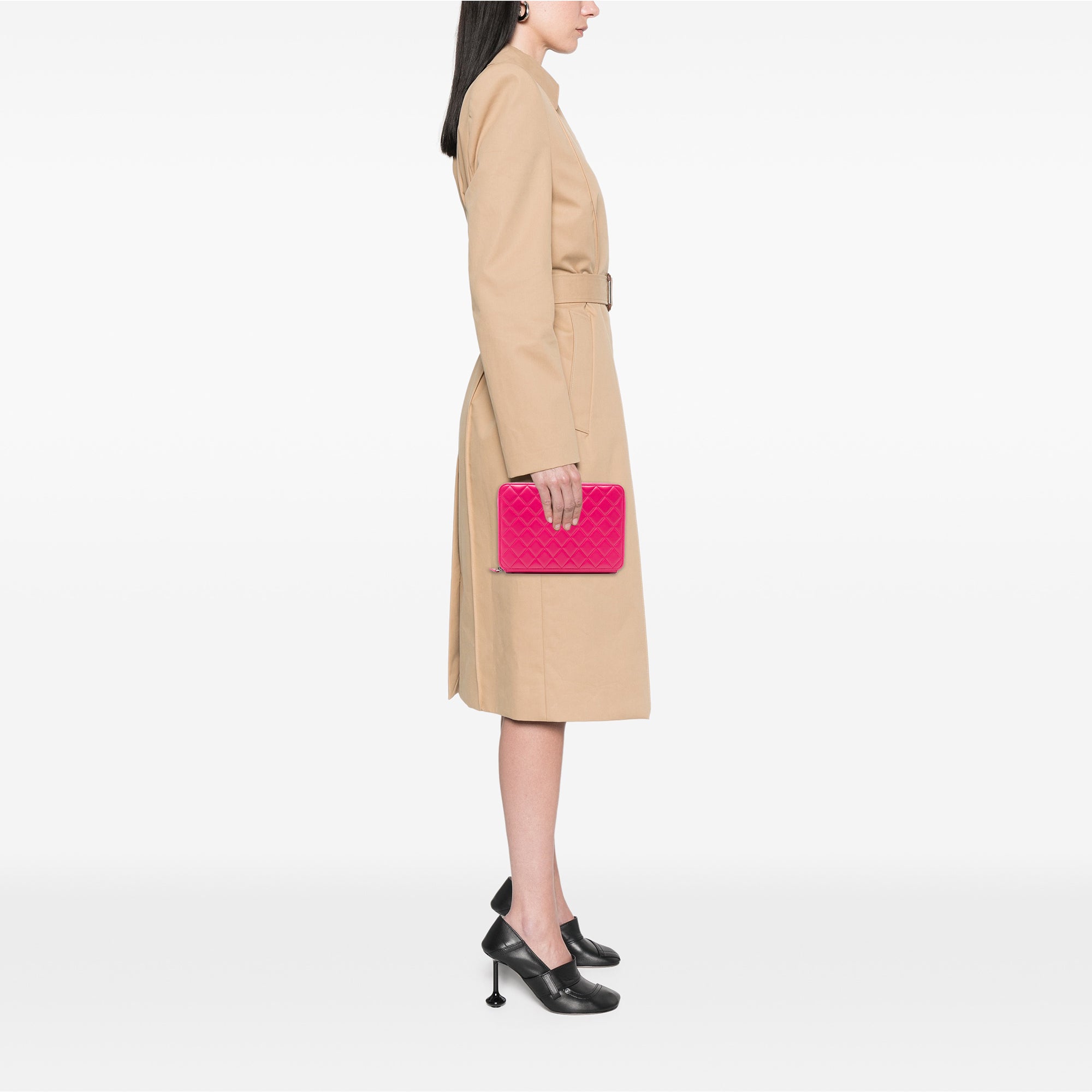 Large Quilted Lambskin Zip Around Organizer Clutch - Image 7