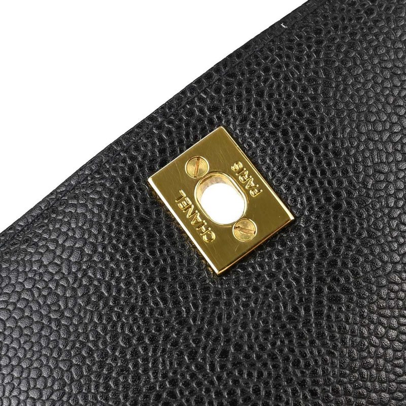 Chanel Vintage Top Handle Vertical Quilt Caviar Black Leather Bag