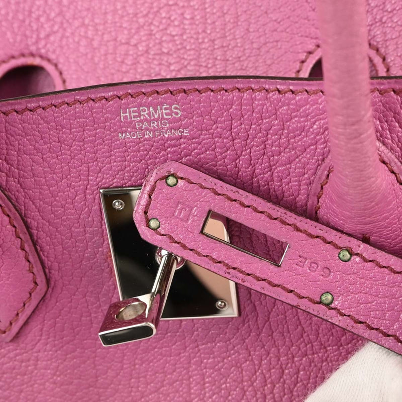 Hermes Hac Birkin Pink Chevre De Coromandel With Palladium Hardware Leather Bag
