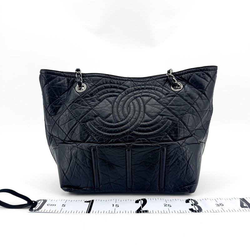 Chanel Cc Crave Quilted Glazed Caviar Black Leather Bag