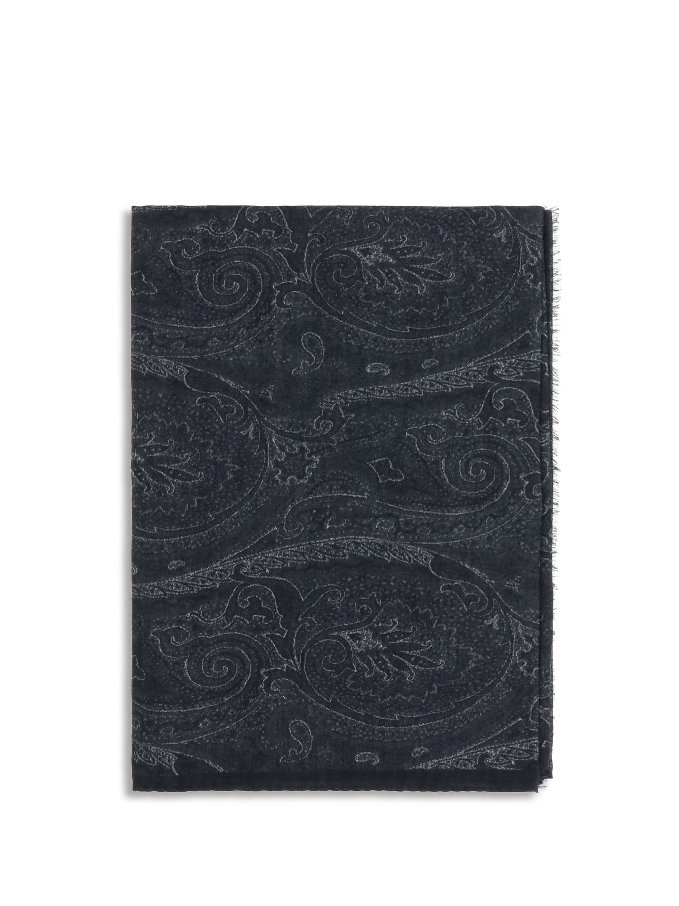 Etro Paisley Print Modal Cashmere Blend Scarf — Black Modal; Kashmir/capra Hircus Scarfs