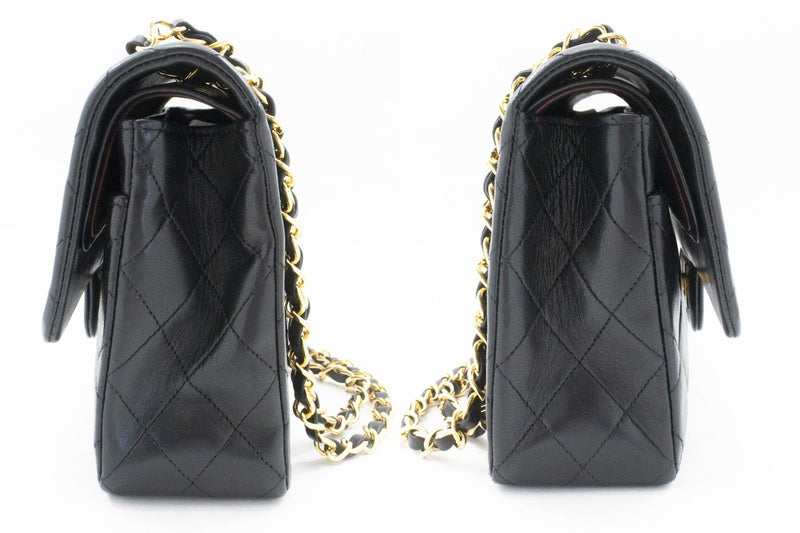 Chanel Classic Timeless Double Flap Quilted Lambskin Black Leather Bag
