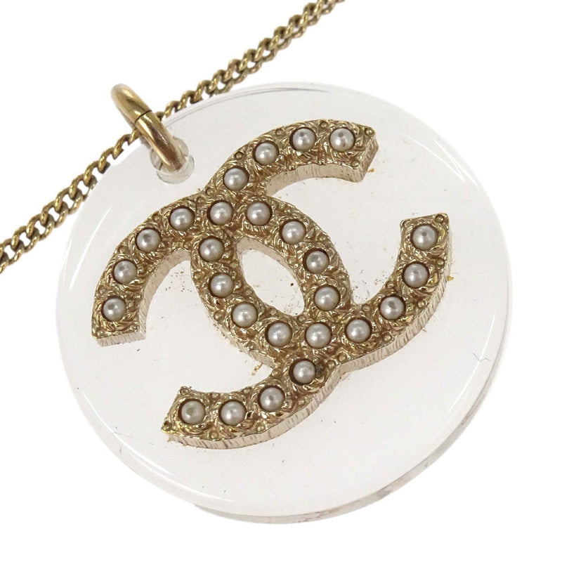 Chanel Cc Pendant Metal With Enamel And Faux Pearl Gold Gold_plated Bijoux