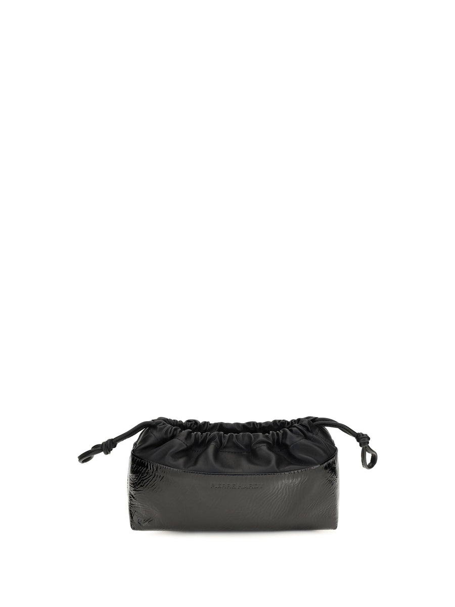Pierre Hardy Leather Drawstring Clutch — Black