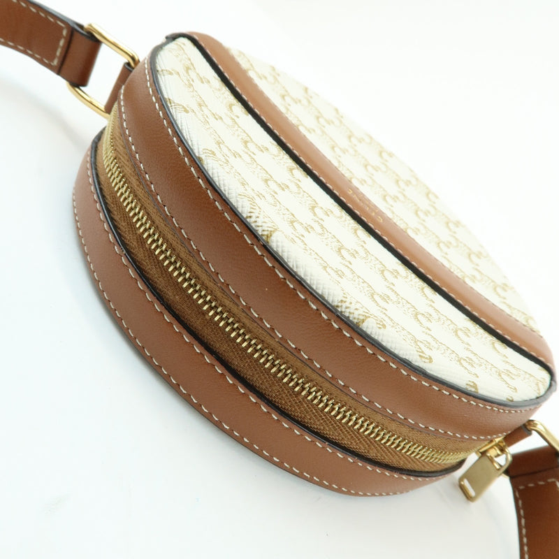 Celine Round Purse On Strap Triomphe Coated Canvas Beige Bag