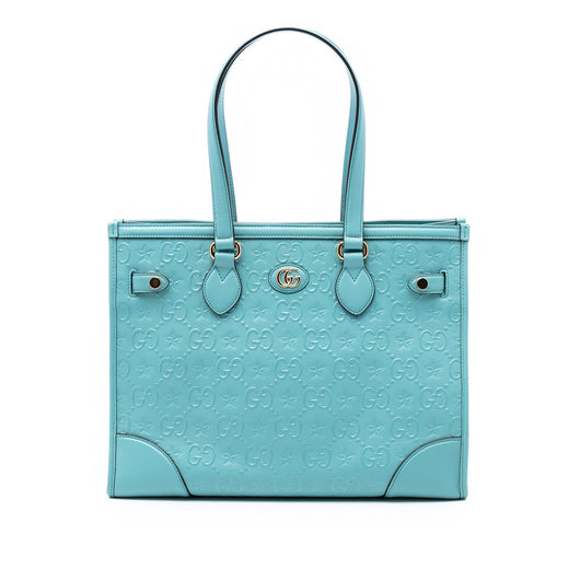 GG Star Embossed Leather Tote - Image 1