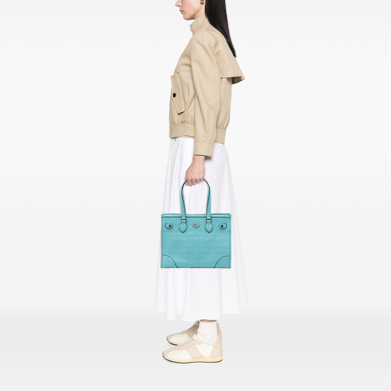 GG Star Embossed Leather Tote - Image 7