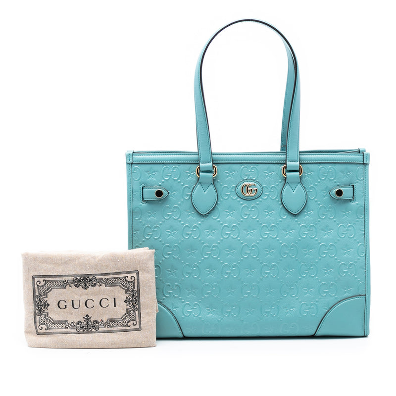 GG Star Embossed Leather Tote - Image 8