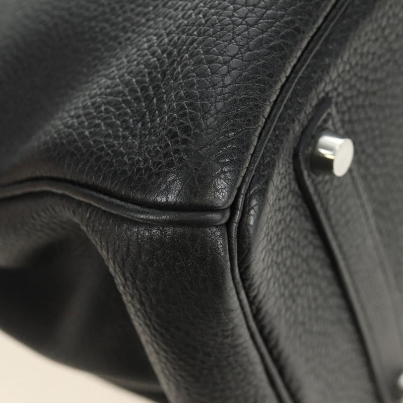 Hermes Birkin Black Clemence With Palladium Hardware Leather Bag