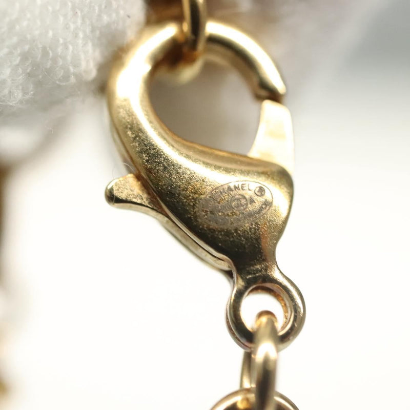 Chanel Cc Perfume Bottle Pendant Chain Long Metal With Leather, Crystals And Faux Pearl Gold Bijoux