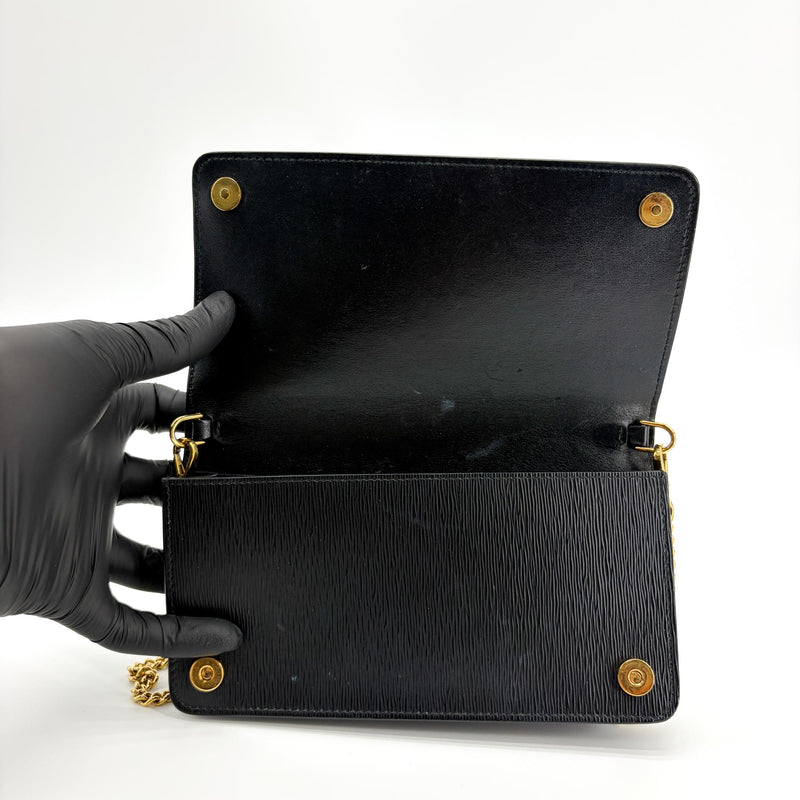 Prada Wallet On Chain Saffiano Leather Black Bag