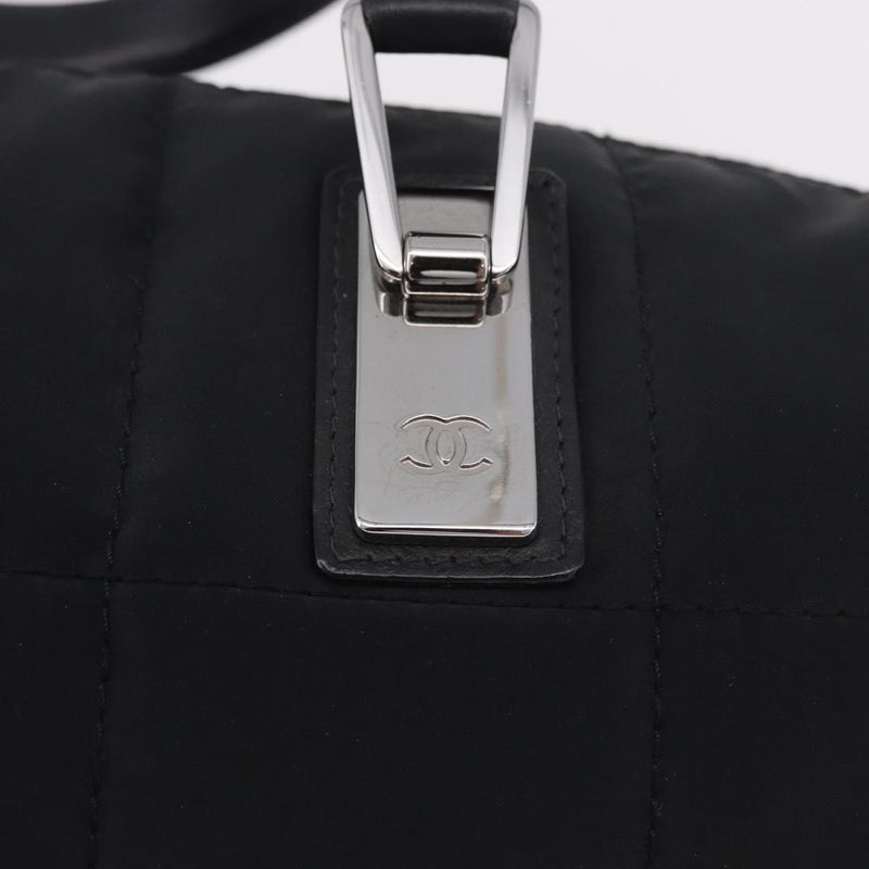 Chanel Square Stitch Boston Quilted Nylon Black Bag