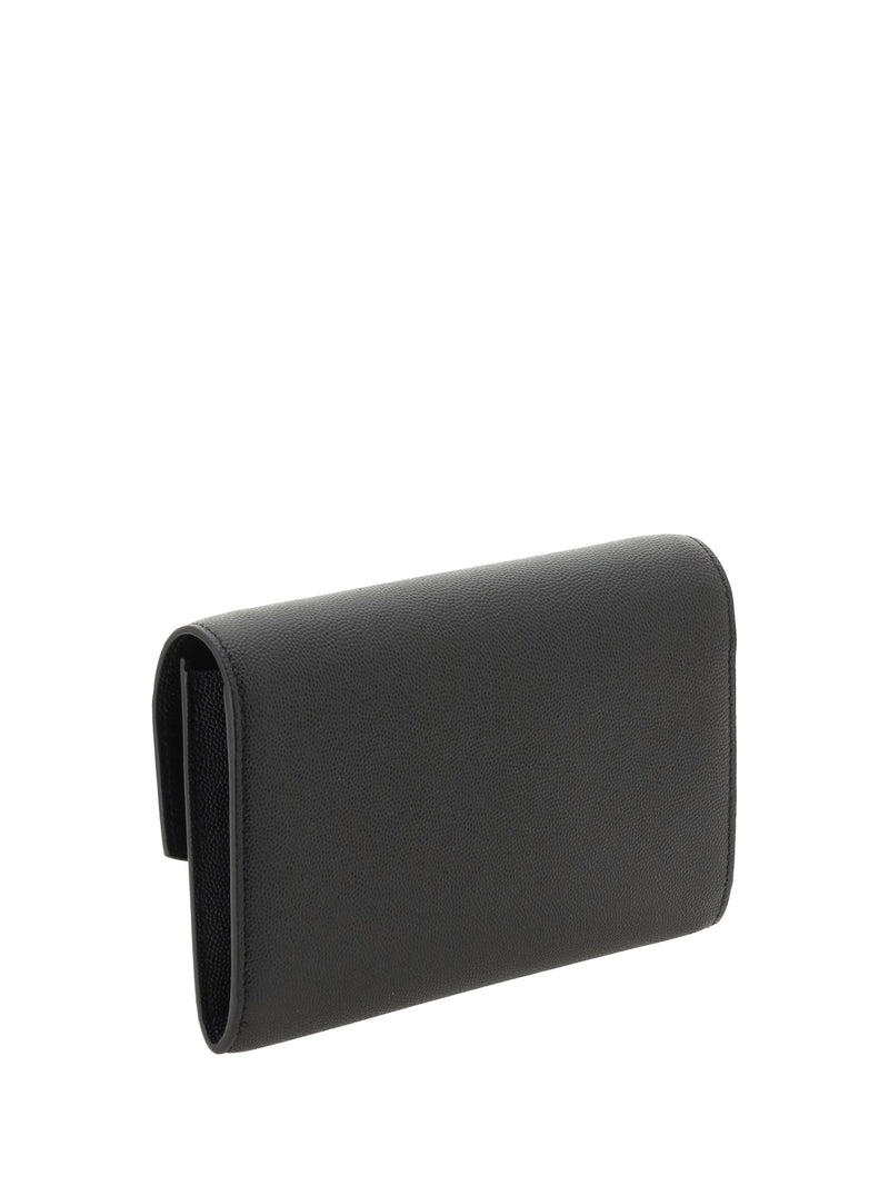 Saint Laurent Calf Leather Chain Wallet — Black Bos Taurus