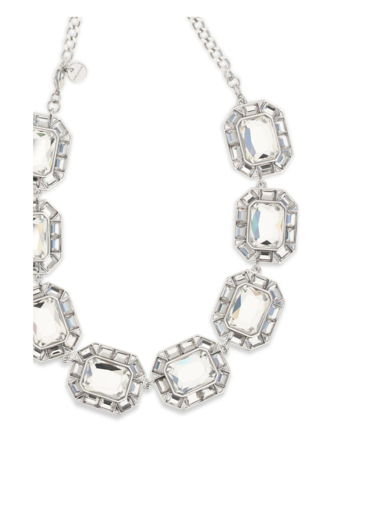 Self-Portrait Crystal Statement Necklace — Silver Brass Necklaces