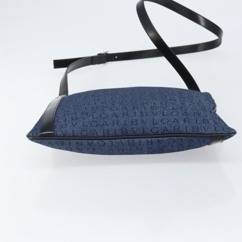 Bvlgari Logomania Canvas With Leather Blue Bag