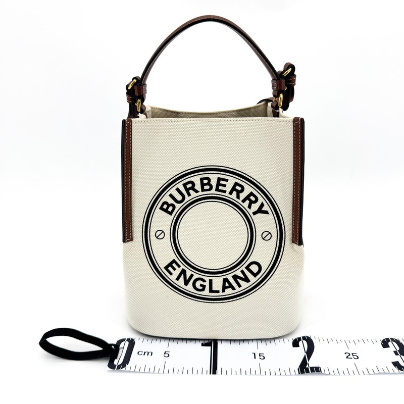 Burberry Peggy Logo Bucket Canvas Beige Bag
