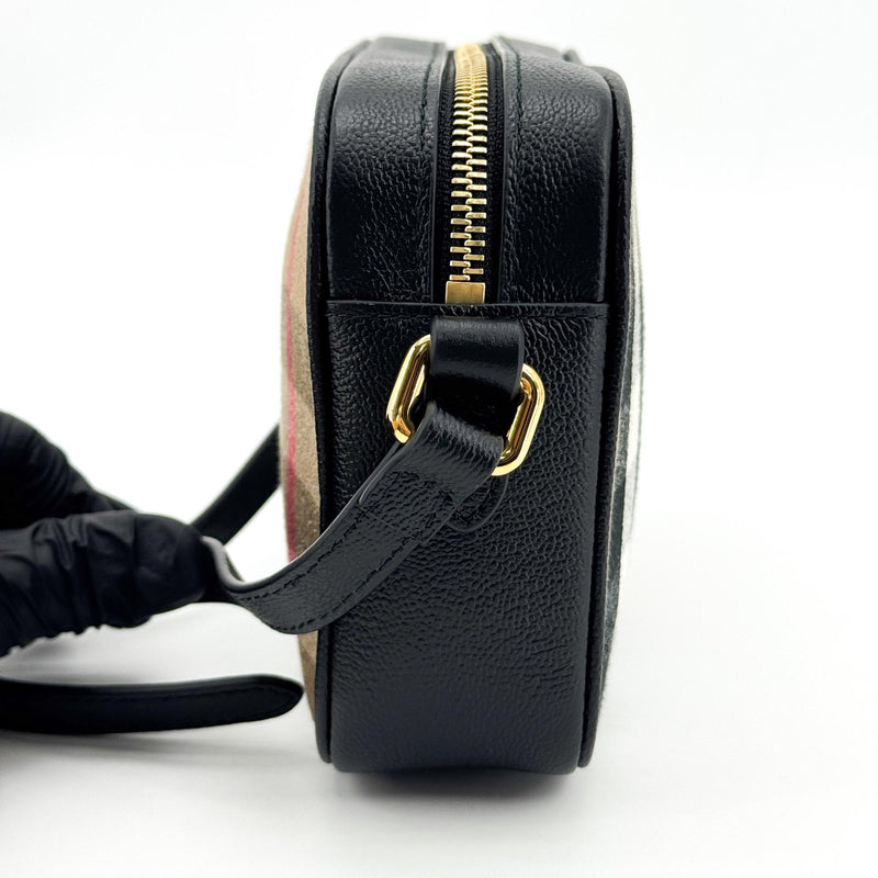 Burberry Camera Vintage Check Canvas Black Bag