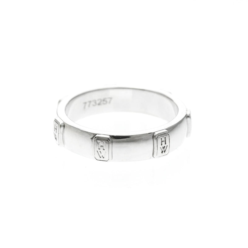 Harry Winston Hw Logo Band 18k White Gold With Diamond Silver White_gold Bijoux