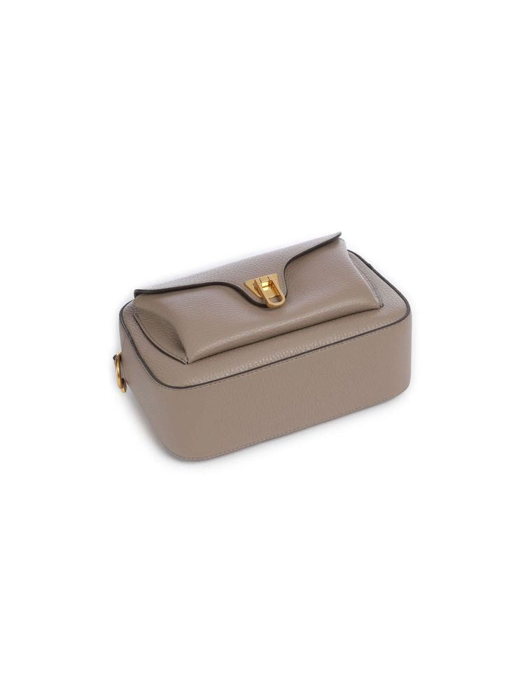 Coccinelle Crossbody Bag — Beige Grained Leather/ribbon