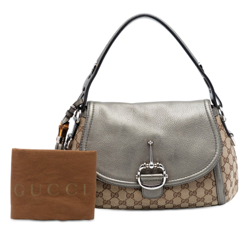 Medium GG Canvas Techno Horsebit Satchel - Image 8