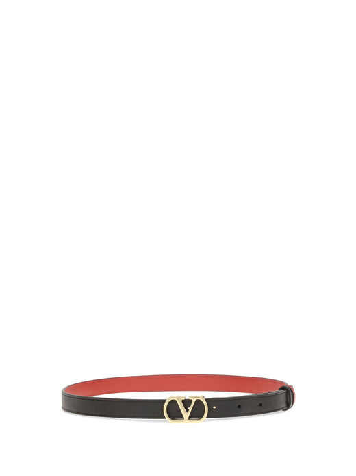 Valentino Garavani Vlogo Belt — Black Calf Leather