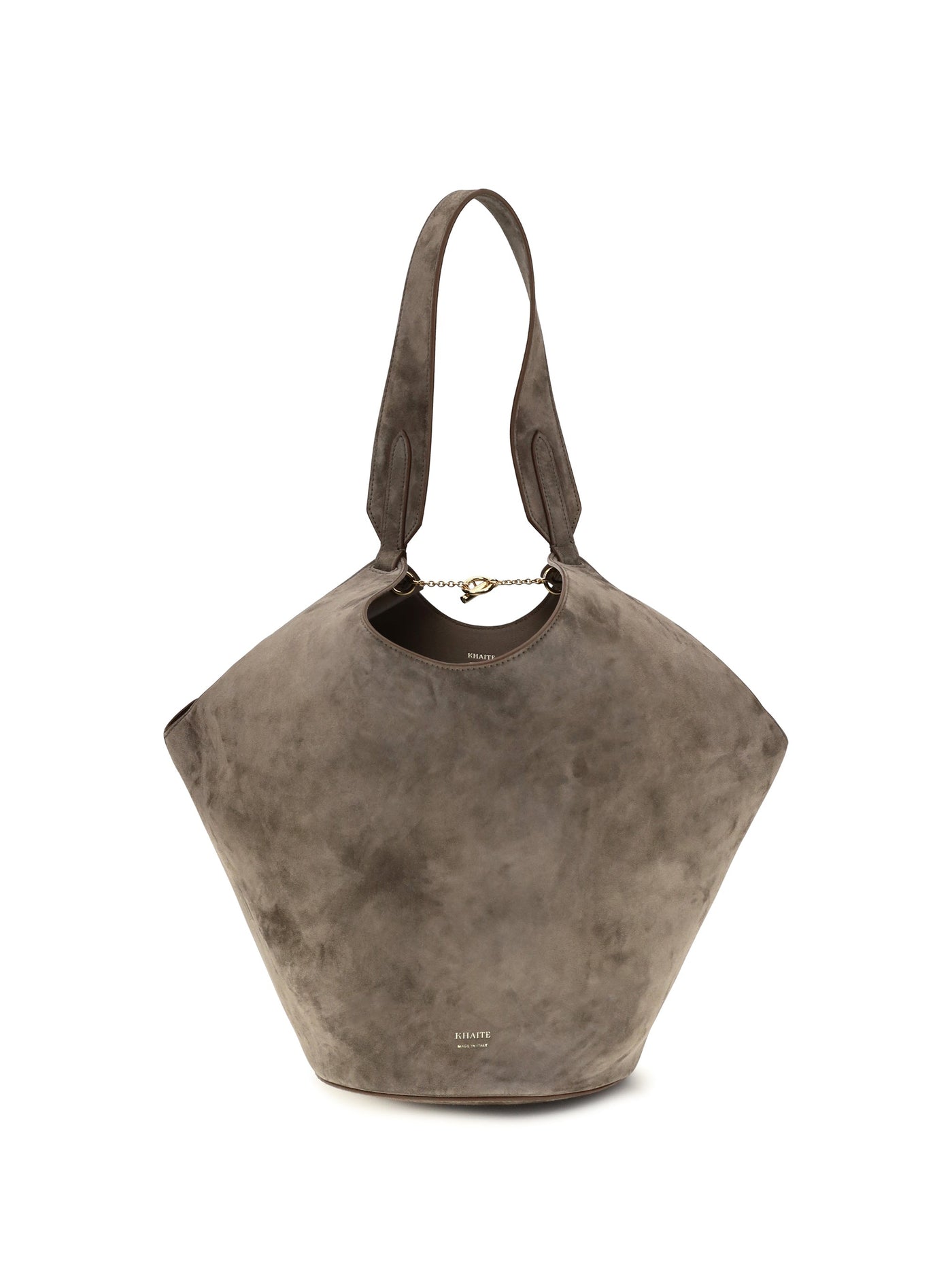 Khaite Lotus Shoulder Bag — Gray Calf Leather Bos Taurus