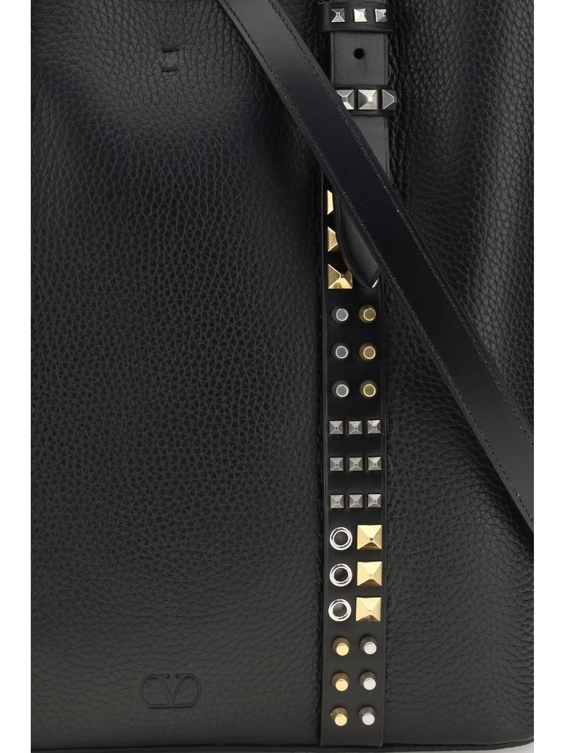 Valentino Garavani Rockstud Tote Bag — Black Calf Leather Bos Taurus